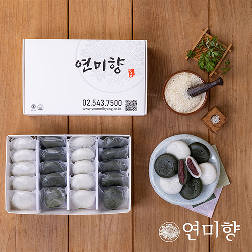 [개별포장] 연미향 국산 멥쌀 쑥 앙금절편+통팥 앙금절편 20개입