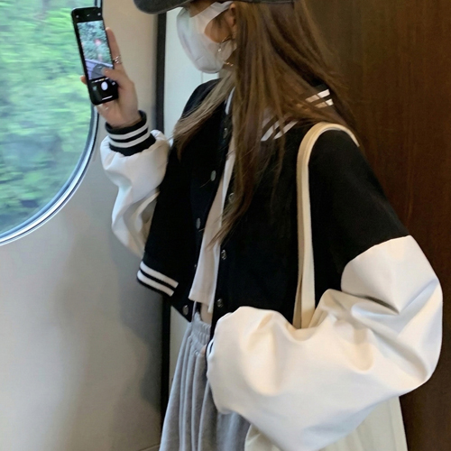 DD605  세미크롭 배색 야구점퍼