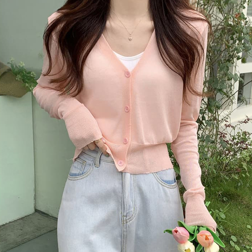 CC650  여성 5컬러 시스루 가디건