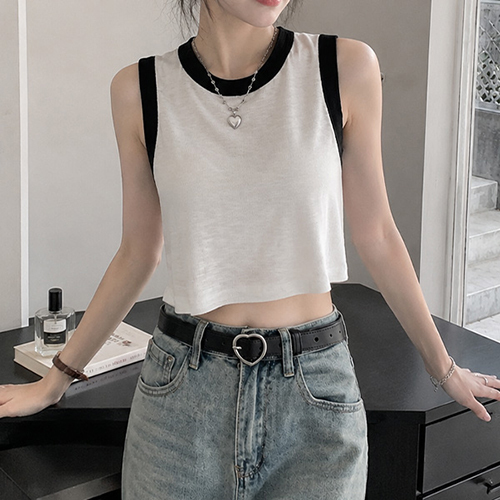 DD715  모먼트 배색 크롭나시