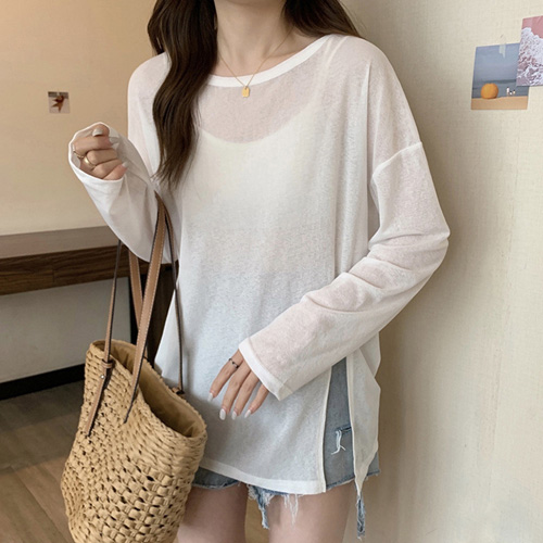 DD215  시스루 라운드 티셔츠