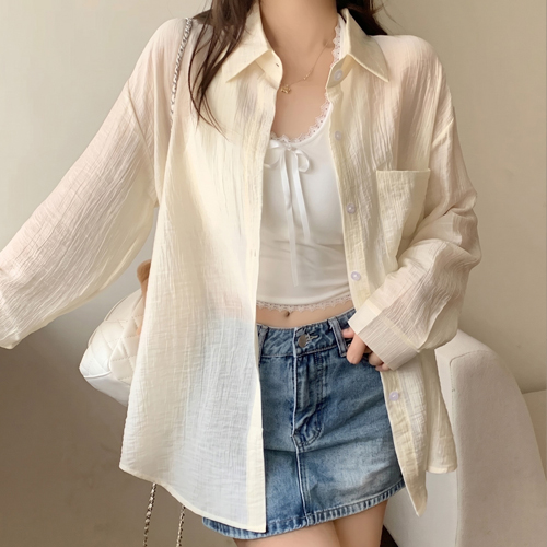 DD670  시스루 루즈핏 셔츠