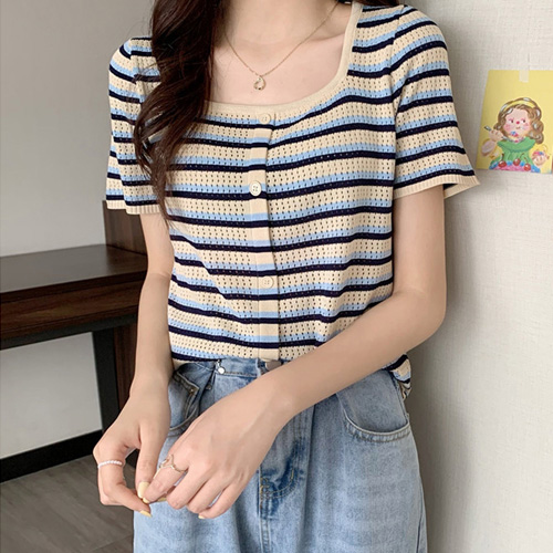 CC595  여성 스트라이프 티셔츠