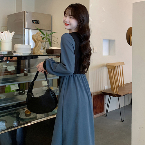 DD340  페미닌 투톤 원피스