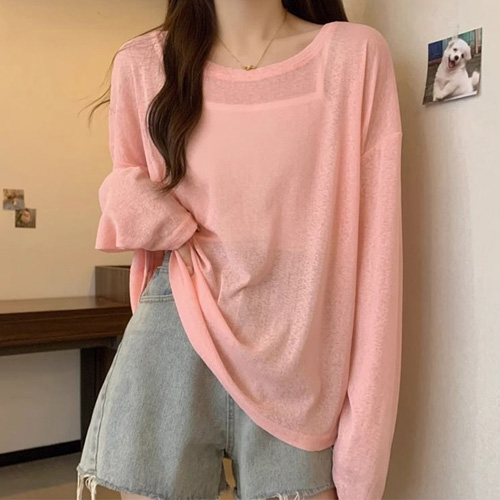 DD215  시스루 라운드 티셔츠